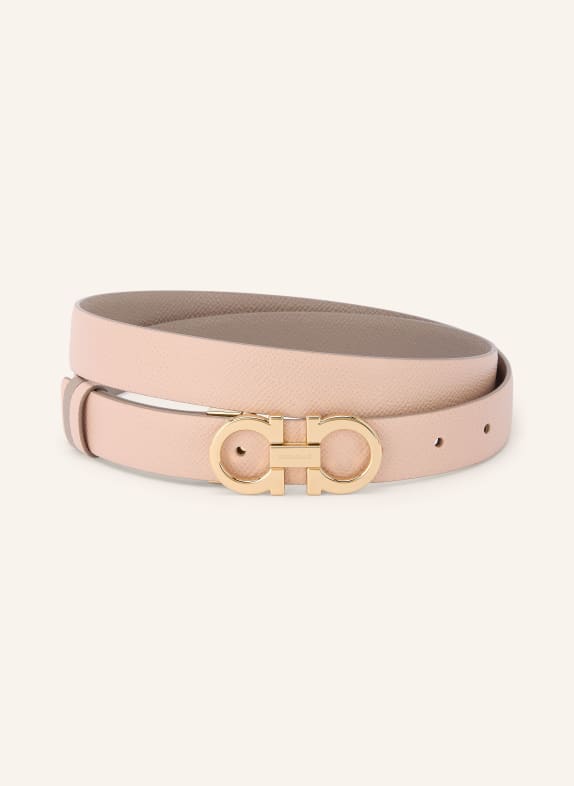FERRAGAMO Omkeerbare leren riem ROSÉ / GOUD / TAUPE
