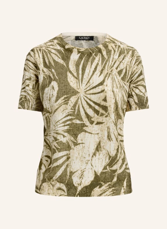 LAUREN RALPH LAUREN Pletené tričko s lnem SVĚTLE ZELENÁ / TMAVĚ ŽLUTÁ / KHAKI