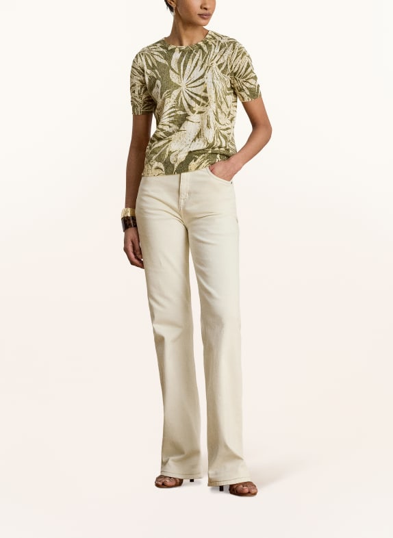LAUREN RALPH LAUREN Strickshirt mit Leinen HELLGRÜN / HELLGELB / KHAKI