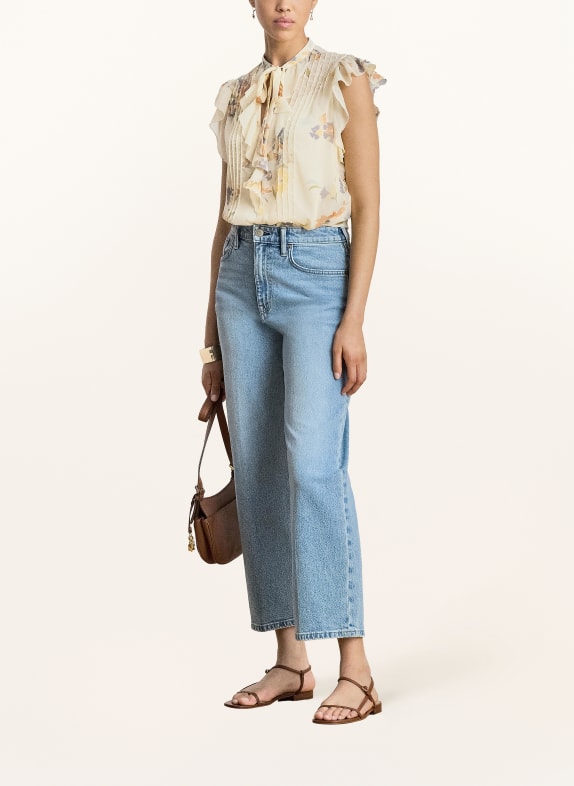 LAUREN RALPH LAUREN Blusentop mit Volants HELLGELB / BLAUGRAU / HELLORANGE