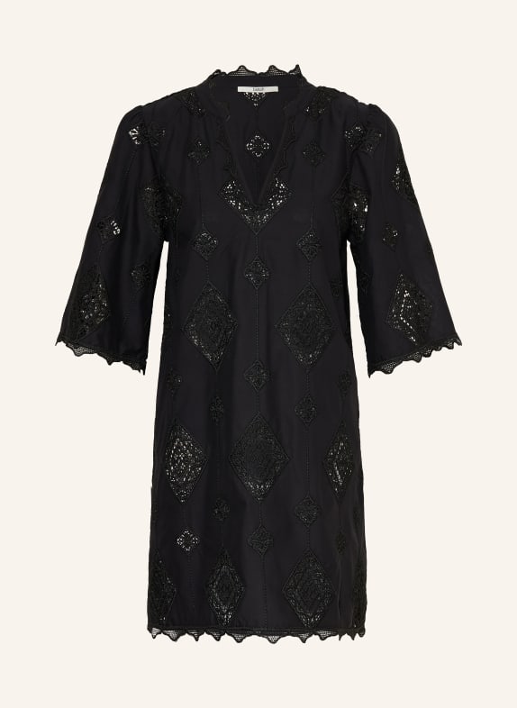 ba&sh Kleid MALO mit Lochspitze und 3/4-Arm SCHWARZ