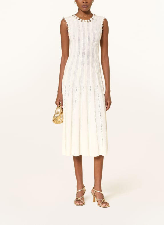 maje Strickkleid mit Schmuckperlen WEISS / GOLD
