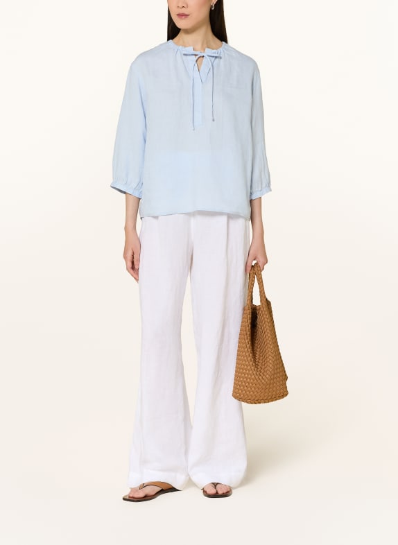 OPUS Bluse-shirt FEDORA i hør med 3/4-ærmer LYSEBLÅ