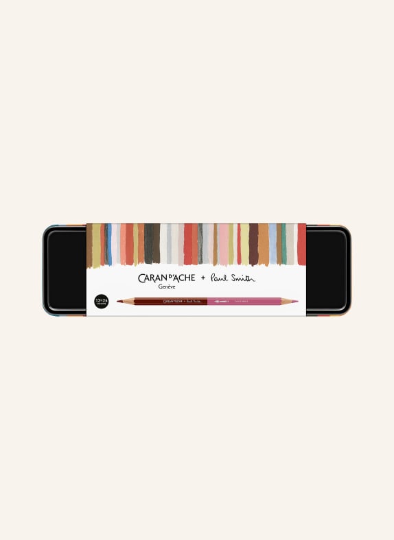 CARAN d'ACHE 13-piece set PAUL SMITH: Watercolor pencils and brushes BLACK / RED / YELLOW