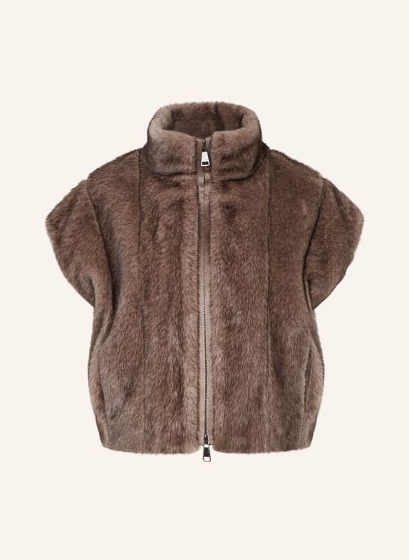 BETTA CORRADI Faux fur vest BROWN / LIGHT BROWN