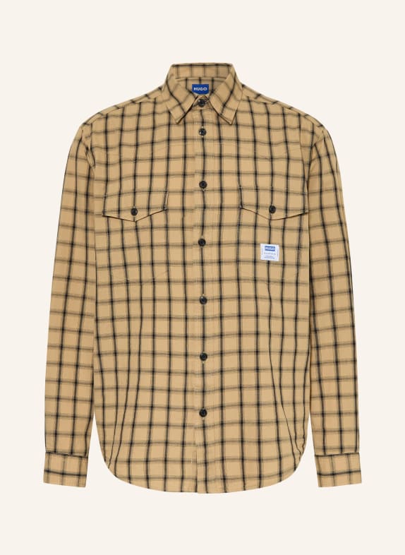 HUGO Cămașă EBALTOW Comfort Fit CAMEL / NEGRU