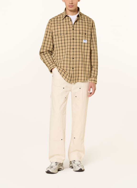HUGO Overhemd EBALTOW Comfort Fit CAMEL / ZWART