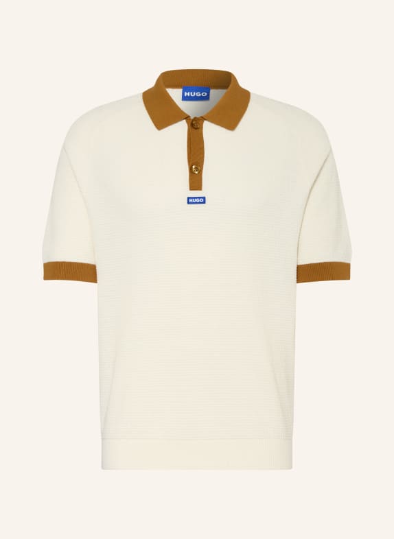 HUGO Knit Polo Shirt SIABLO ECRU / COGNAC