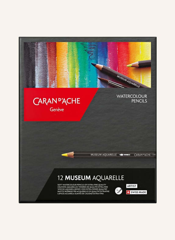 CARAN d'ACHE Sada 12 akvarelových pastelek MUSEUM AQUARELLE ČERNÁ