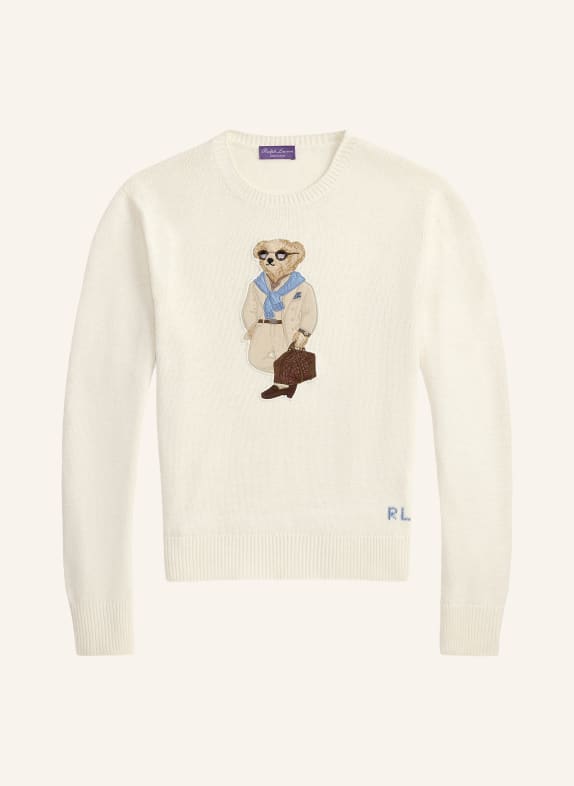 RALPH LAUREN PURPLE LABEL Trui met zijde WIT / LICHTBRUIN / BLAUW