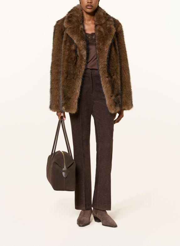 SEM PER LEI Faux fur jacket BROWN