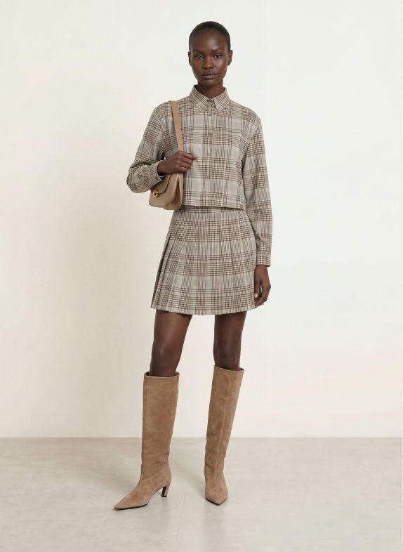 SEM PER LEI Hemdbluse GRAU / DUNKELBRAUN / BEIGE