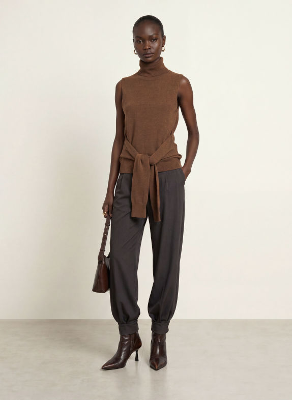 SEM PER LEI Haut en maille avec cachemire MARRON FONCÉ