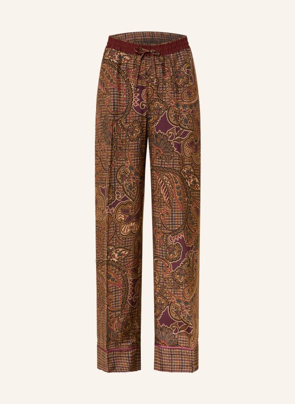 SEM PER LEI Marlenehose aus Seide COGNAC / DUNKELLILA / SCHWARZ