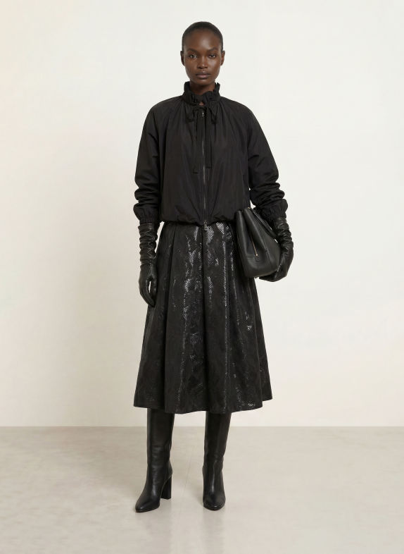 SEM PER LEI Pleated jacquard skirt BLACK