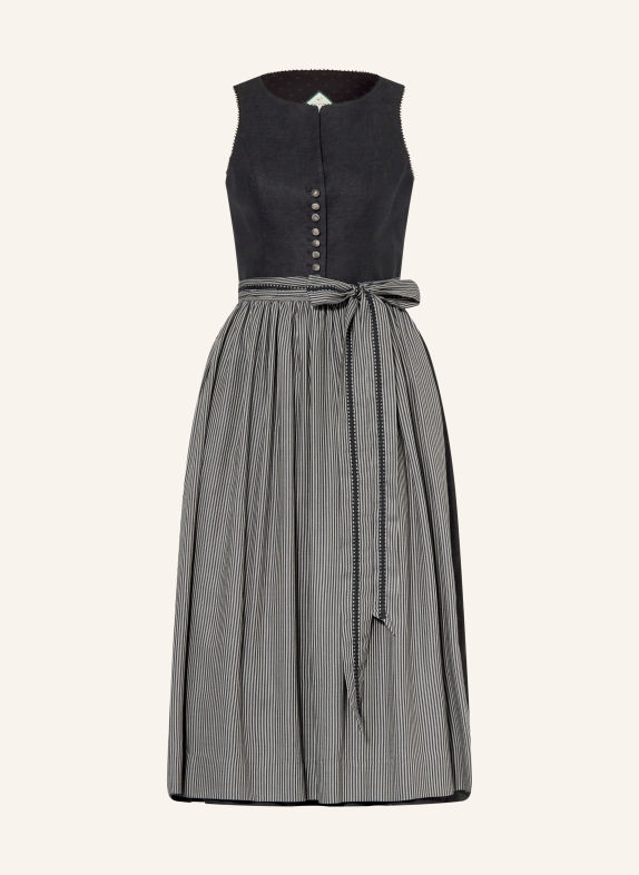 WALDORFF Dirndl ALBA van linnen ZWART / GRIJS