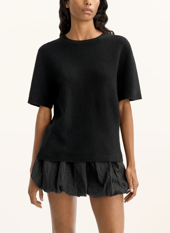 SOFT GOAT Oversized gebreid shirt van kasjmier ZWART