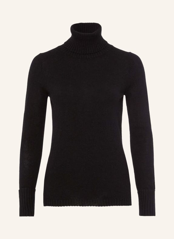 FTC CASHMERE Rullekravebluse i kashmir SORT
