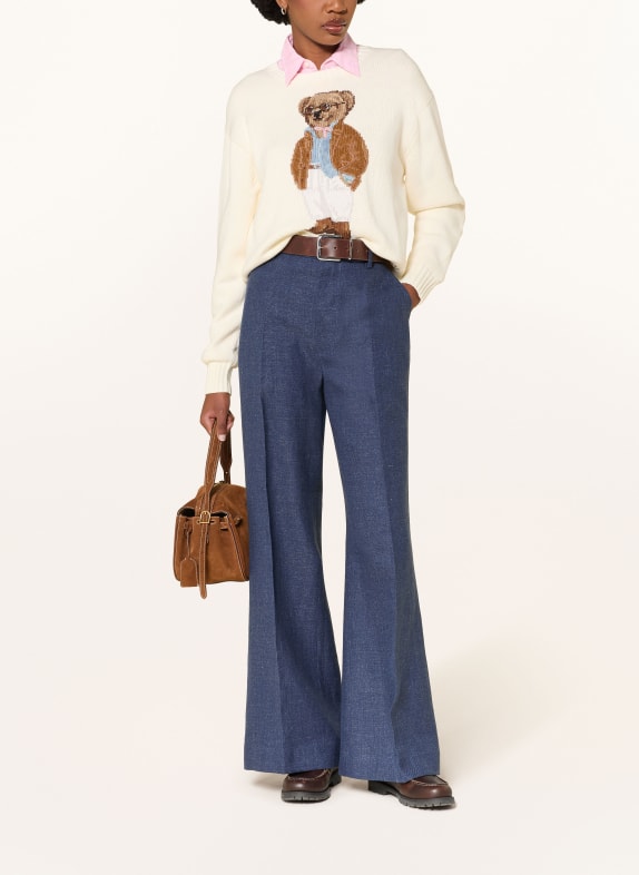 POLO RALPH LAUREN Marlenehose mit Leinen DUNKELBLAU