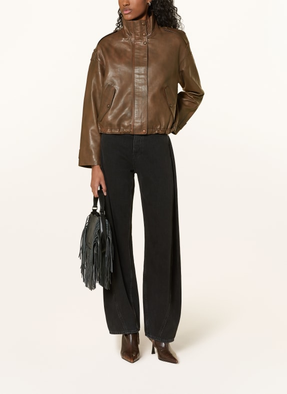 RICANO Veste en cuir DEBORA MARRON FONCÉ