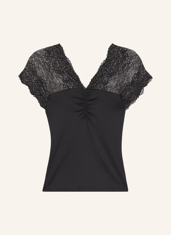 maje Blusenshirt mit Spitze SCHWARZ