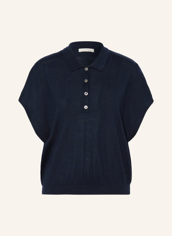 lilienfels Knit polo shirt with merino wool DARK BLUE