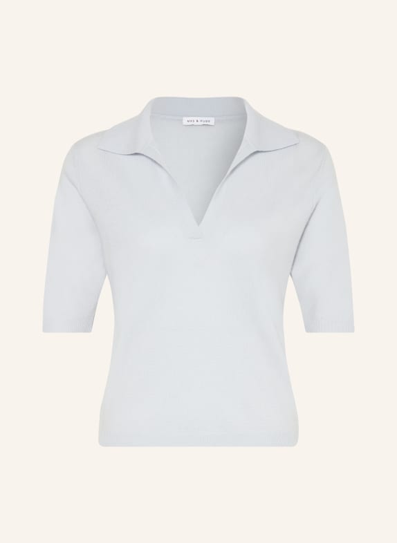 MRS & HUGS Tricou polo din tricot cu cașmir ALBASTRU DESCHIS