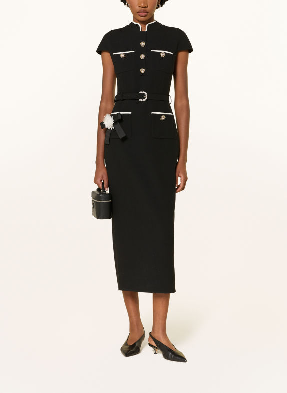 self-portrait Cocktail dress with rhinestones and decorative pearls BLACK / GOLD / WHITE