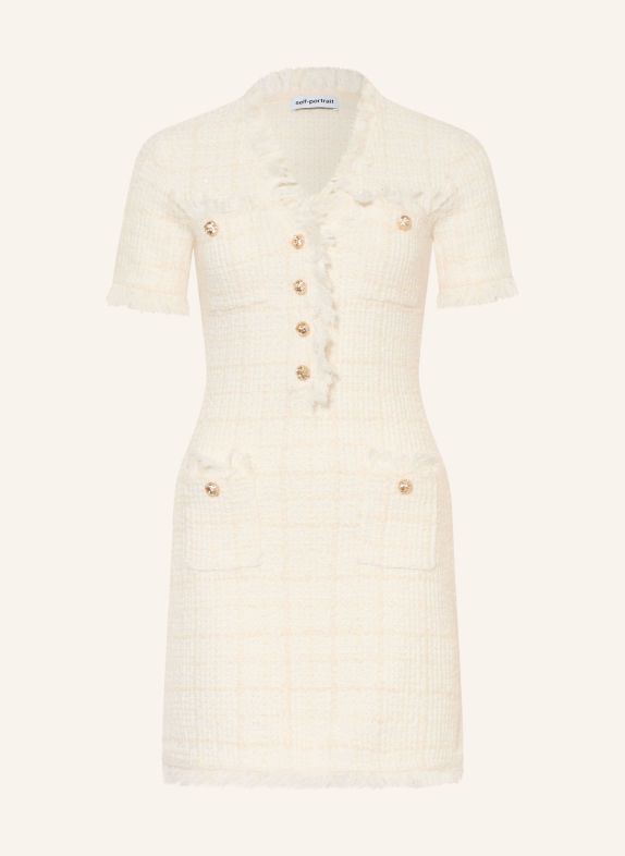 self-portrait Tweed dress with sequins and rhinestones CREAM / GOLD