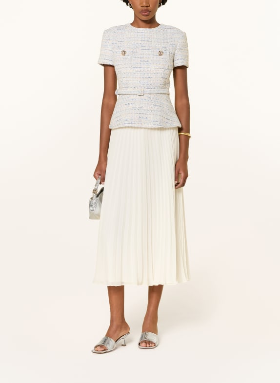 self-portrait Dress with glitter thread in a mix of fabrics CREAM / GOLD / LIGHT BLUE