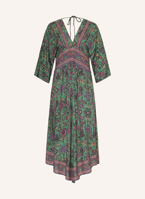 ba&sh Kleid PIPA mit 3/4-Arm GRÜN / HELLBRAUN / LILA