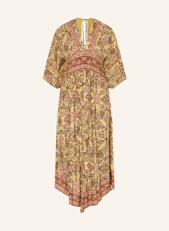 ba&sh PIPA dress with 3/4 sleeves YELLOW / BROWN / PINK