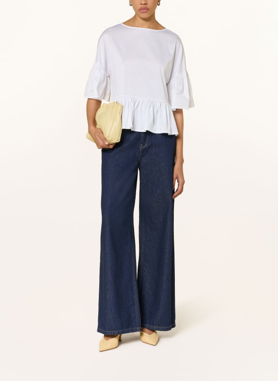 Rich & Royal Blouse met 3/4-mouwen en ruches WIT