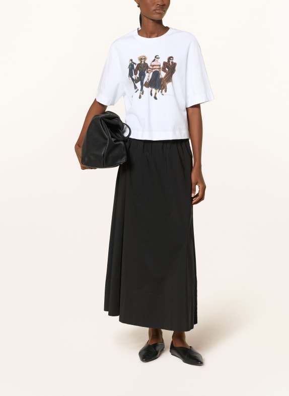 Rich & Royal T-shirt met strass-steentjes WIT / MARRON FONCÉ / DONKERBLAUW