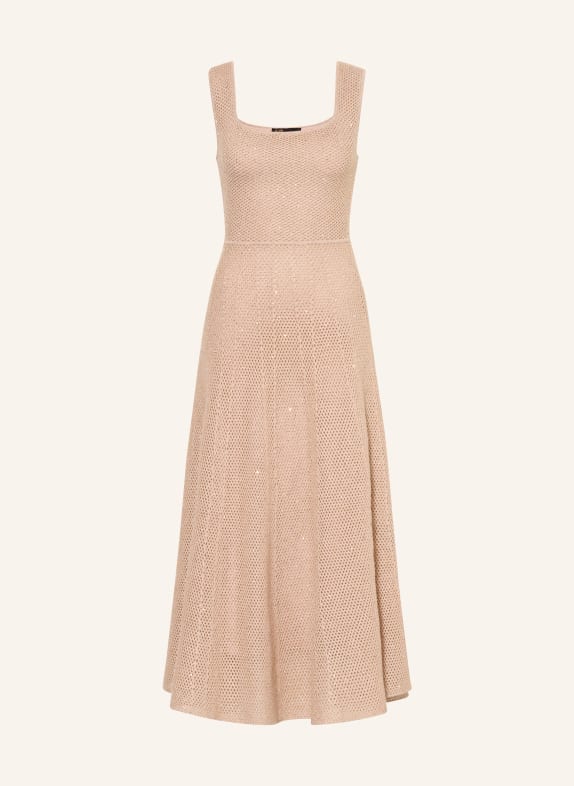 maje Strickkleid mit Glitzergarn und Pailletten BEIGE