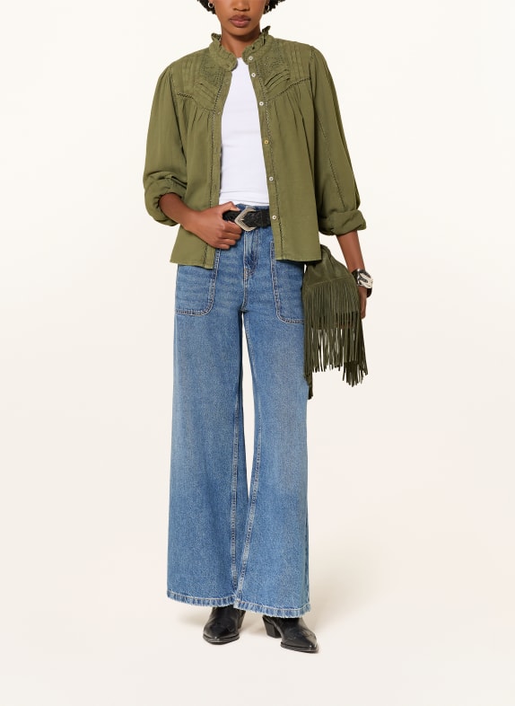 ba&sh Bluse GILDA med flæser KHAKI