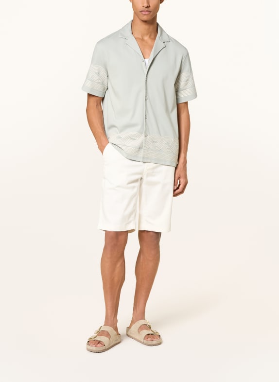 REISS Overhemd met korte mouwen ARDEN Comfort Fit LICHTGROEN / WIT