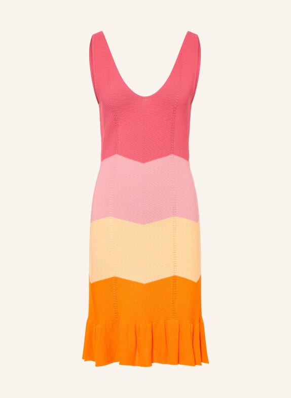 OH APRIL JANY knit dress with ruffles LIGHT RED / DUSKY PINK / ORANGE