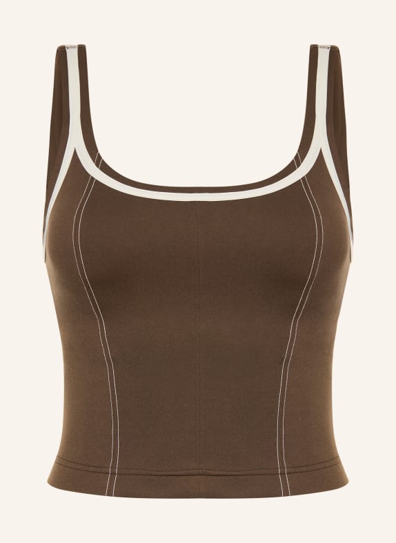 lululemon GLOW UP C/D Cropped Top DARK BROWN / WHITE