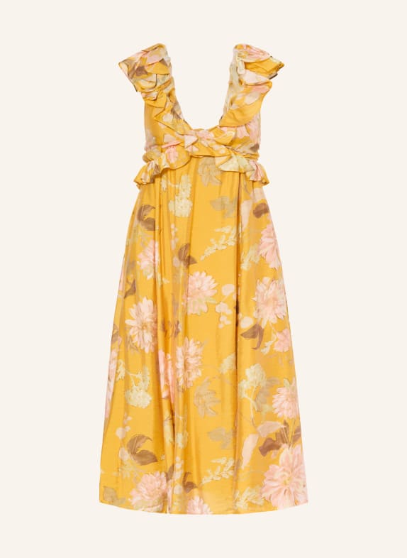 REISS LUCY dress with ruffles YELLOW / PINK / LIGHT GREEN