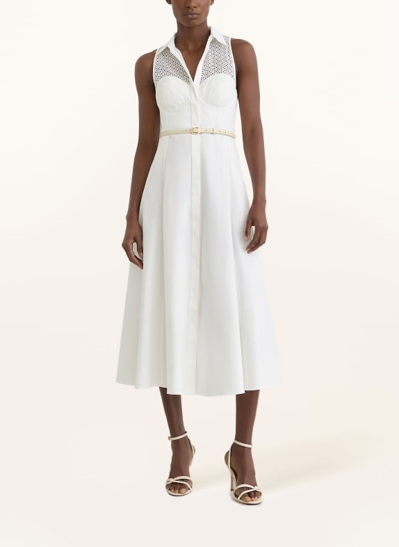 REISS Robe HERA avec dentelle ajourée BLANC