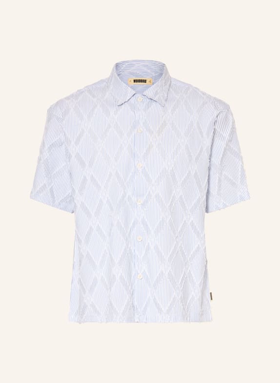 WOODBIRD Short-Sleeve Shirt, Comfort Fit BLUE / WHITE
