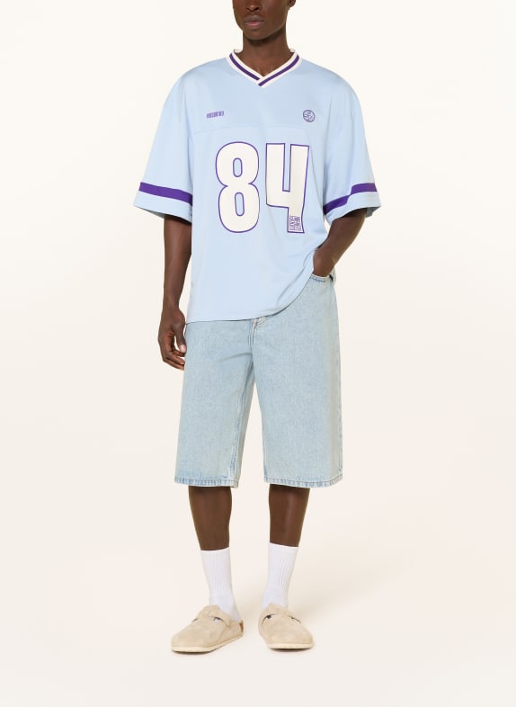 WOODBIRD T-shirt WBBEAM LYSEBLÅ / LILLA / HVID