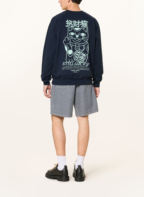 WOODBIRD Sweatshirt WBZHANG LUCKY MØRKEBLÅ / TURKIS