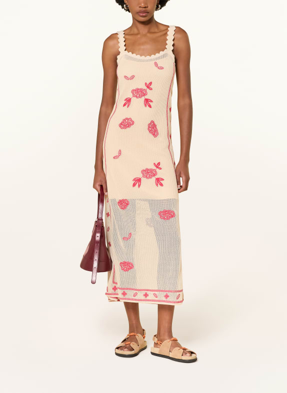 CLAUDIE PIERLOT Strickkleid CREME / ROT