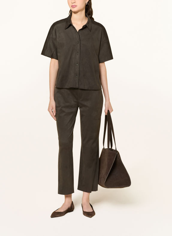 someday 7/8 broek CARILE in leerlook OLIJF