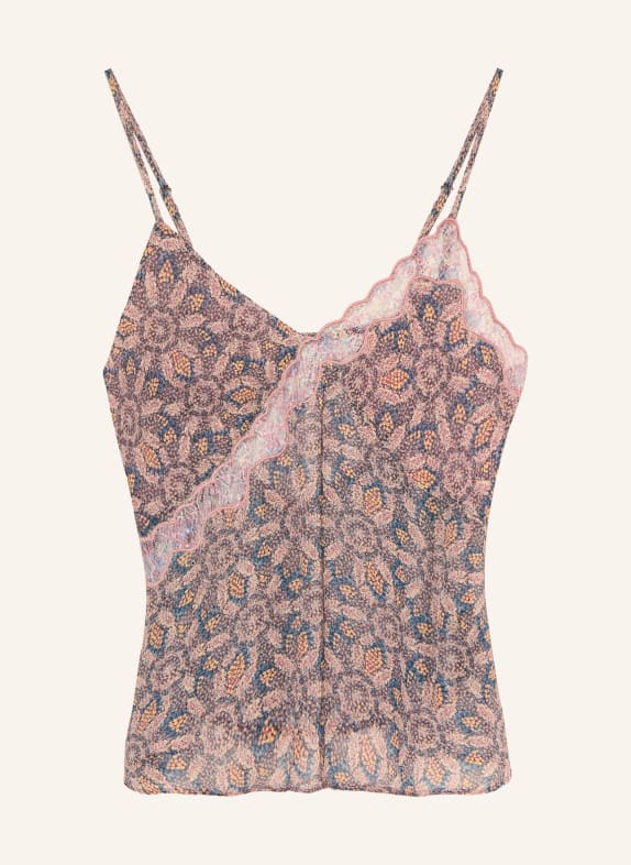 ba&sh Top TIZY mit Spitze BLAU / ROSA / GELB