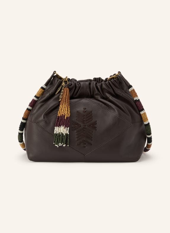 ba&sh Geantă de umăr JUNE MINI cu perle decorative MARO ÎNCHIS / AUR