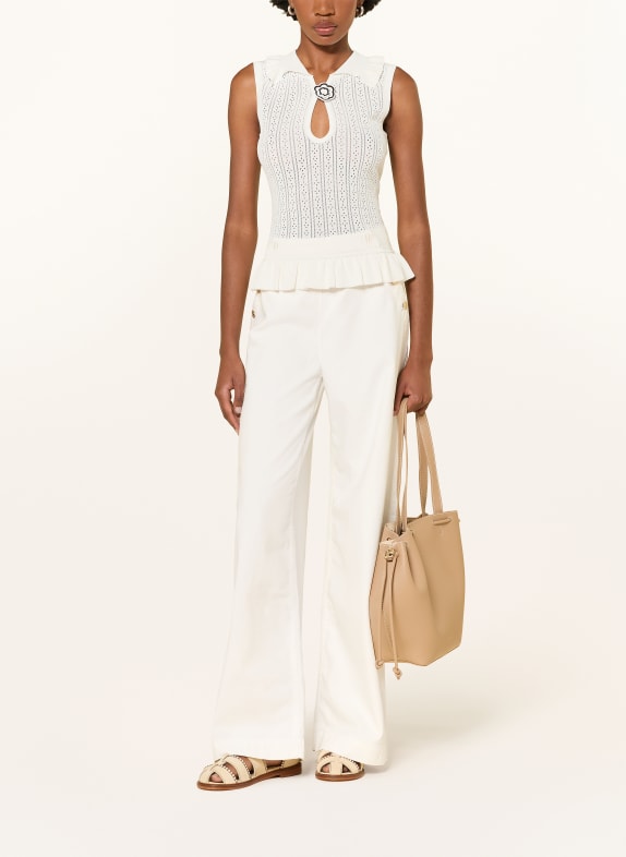 CLAUDIE PIERLOT Dzianinowy top z falbankami ECRU