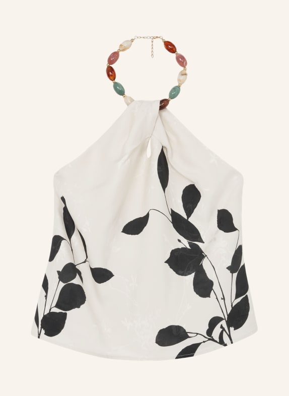REISS Jacquard-Top DELILAH mit Schmucksteinen SCHWARZ / CREME
